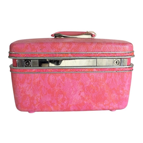 Vintage Bags Vintage Pink Samsonite Train Case Cosmetic Bag Hard